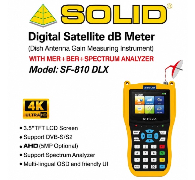 SOLID SF-810DLX Digital Satellite dB meter with Live TV Screen SOLID SF-810DLX Digital Satellite dB meter with Live TV Screen