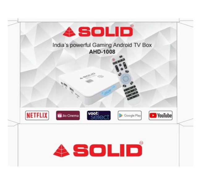 Solid AHD-1008  4GB/32 GB Android 10 Smart Tv Box (White)
