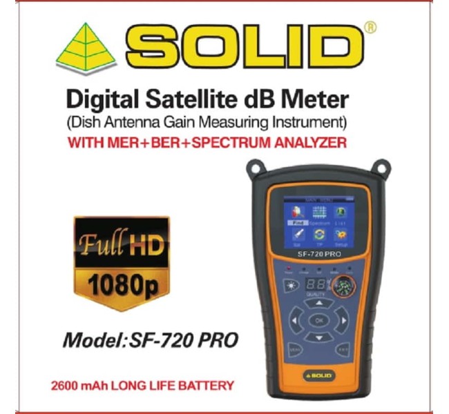 SOLID SF-720 Pro Rechargeable Digital Satellite dB Meter with Torch