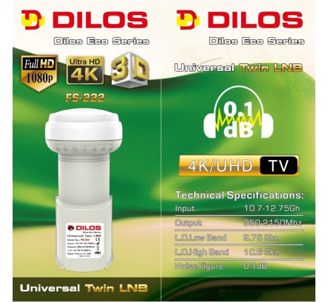 Dilos FS-222PRO Eco Series Universal Twin LNB