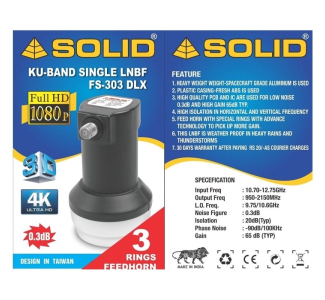 SOLID FS-303DLX Universal Single Ku-Band LNB