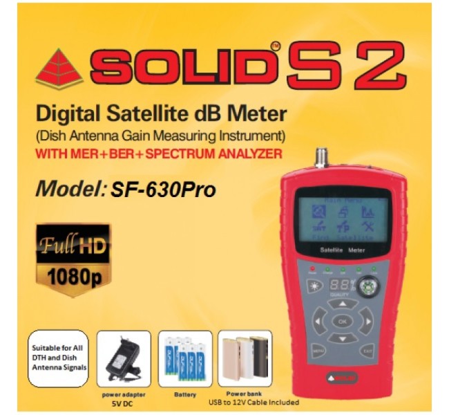 SOLID SF-630Pro S2 Digital Satellite dB Meter with MER+BER+Spectrum Analyzer
