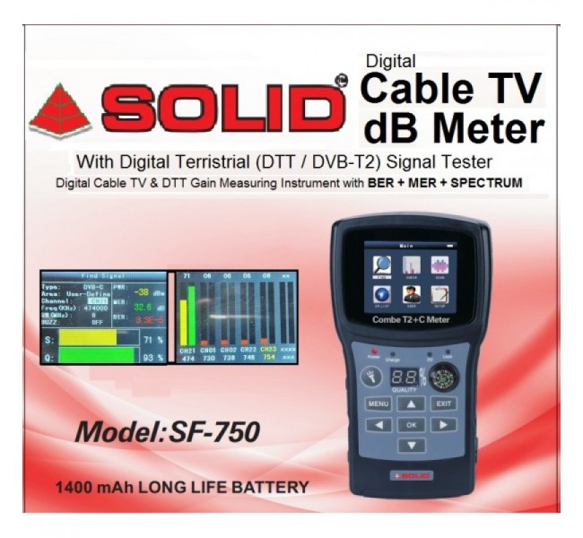 SOLID SF-750 T2+C Combo (BER+MER) dB Meter