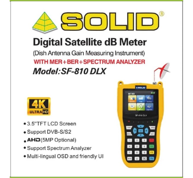 SOLID SF-810DLX Digital Satellite dB meter with Live TV Screen