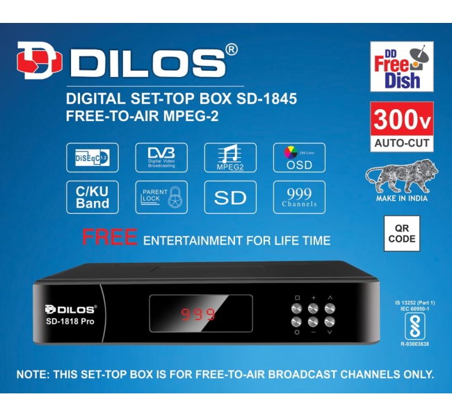 Dilos SD-1845 MPEG-2 SD DVB-S Digital FTA Set-Top Box