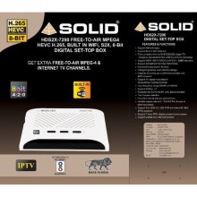 SOLID HDS2X-7290 S2X, HEVC 8bits H.265 Free-To-Air Set-Top Box SOLID HDS2X-7290 S2X, HEVC 8bits H.265 Free-To-Air Set-Top Box