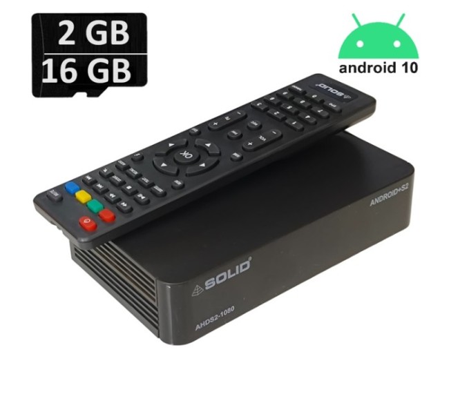 SOLID AHDS2-1080 Freedish Suitable FTA Hybrid Android 10 Smart TV Box 