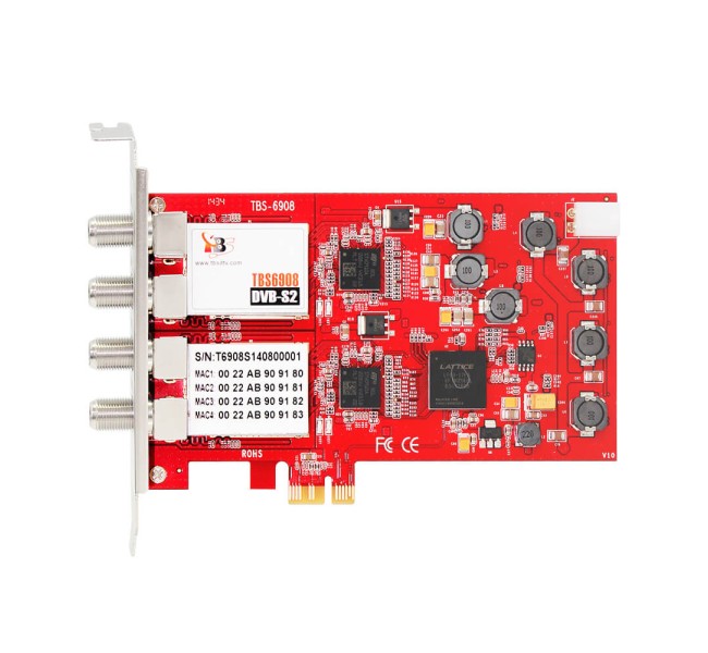 TBS6908 Professional DVB-S2 Quad Tuner PCIe Card